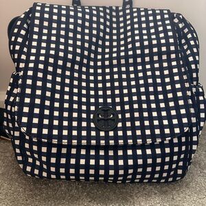 Tory Burch Navy and White Checkered Diaper Bag or Backpack